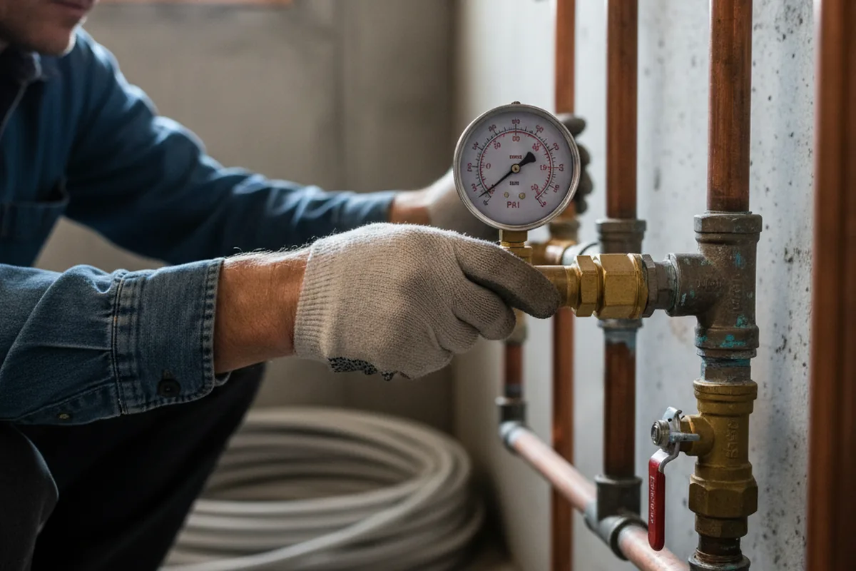 Pressure testing a repaired line during Water Line Repair in Stafford Springs